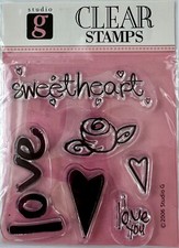 LOVE STAMP SET CLEAR Cling rubber HEART Valentine I You Sweetheart Rose