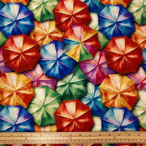 Paraguas de tela de algodón temáticos sol lluvia nieve mosaico tela artesanal - Imagen 6 de 10