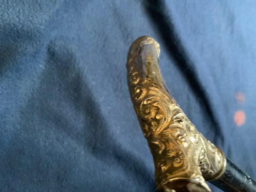 Antique 14k Gold Plated Repousse Handled Presentation Cane Walking Stick 1909 - Picture 7 of 9