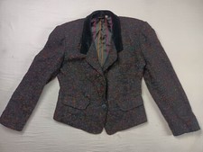 VTG Liz Sport Black with Colorful Spots Blazer Long Sleeve Buttons Virgin Wool