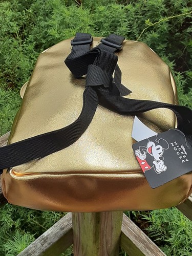 Mickey Mouse Gold Mini Backpack🎒 w/Gold Pulls and Rhinestone Pin, Disney - Picture 4 of 6