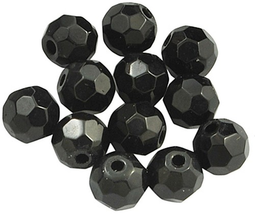 1-2 Strang Glasperlen facettiert schwarz 6mm Kugel Perle Bastelperle - Picture 2 of 5