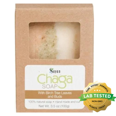 Chaga Mushroom Soap Bar With Birch Tree Leaves Natural Hand Made