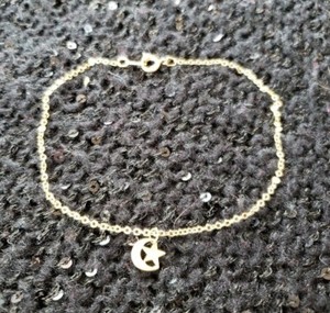 Women's Delicate Yellow Gold Plated Anklet With Star & Moon Charm Celestial