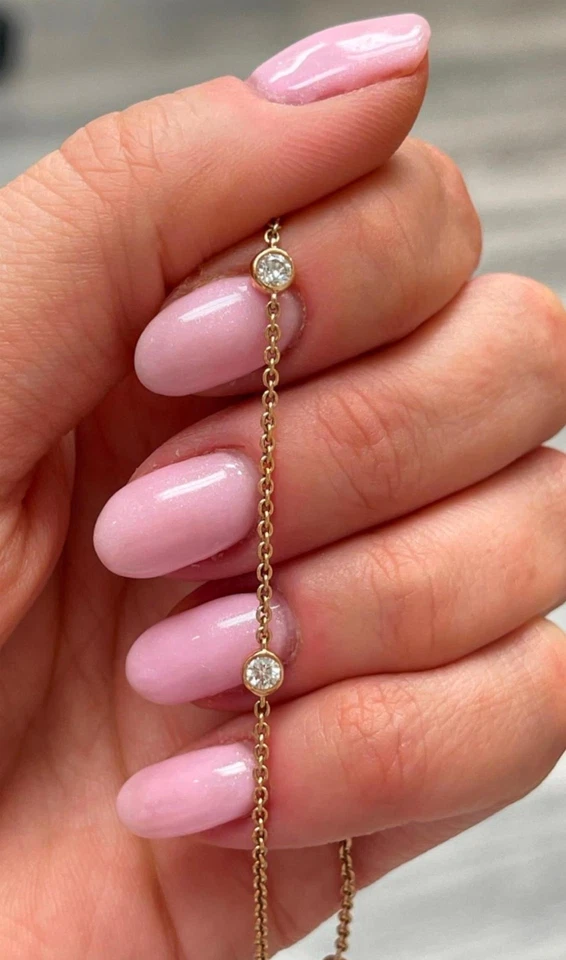 Stackable 18K Rose Gold 0.50 ct Natural Round Diamond By the Yard Bracelet 7-8" - Image 4 of 4