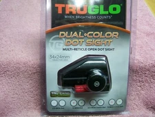 Truglo Black Dual Color Red or Green multi reticle 34 x 24mm open dot TG8380B