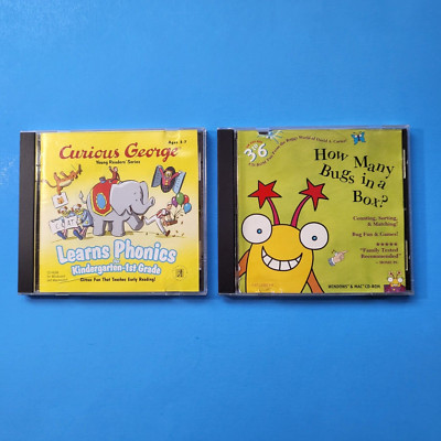 PC CD-ROM 2 Vintage Games Curious George Learns Phonics, How Many Bugs in a Box