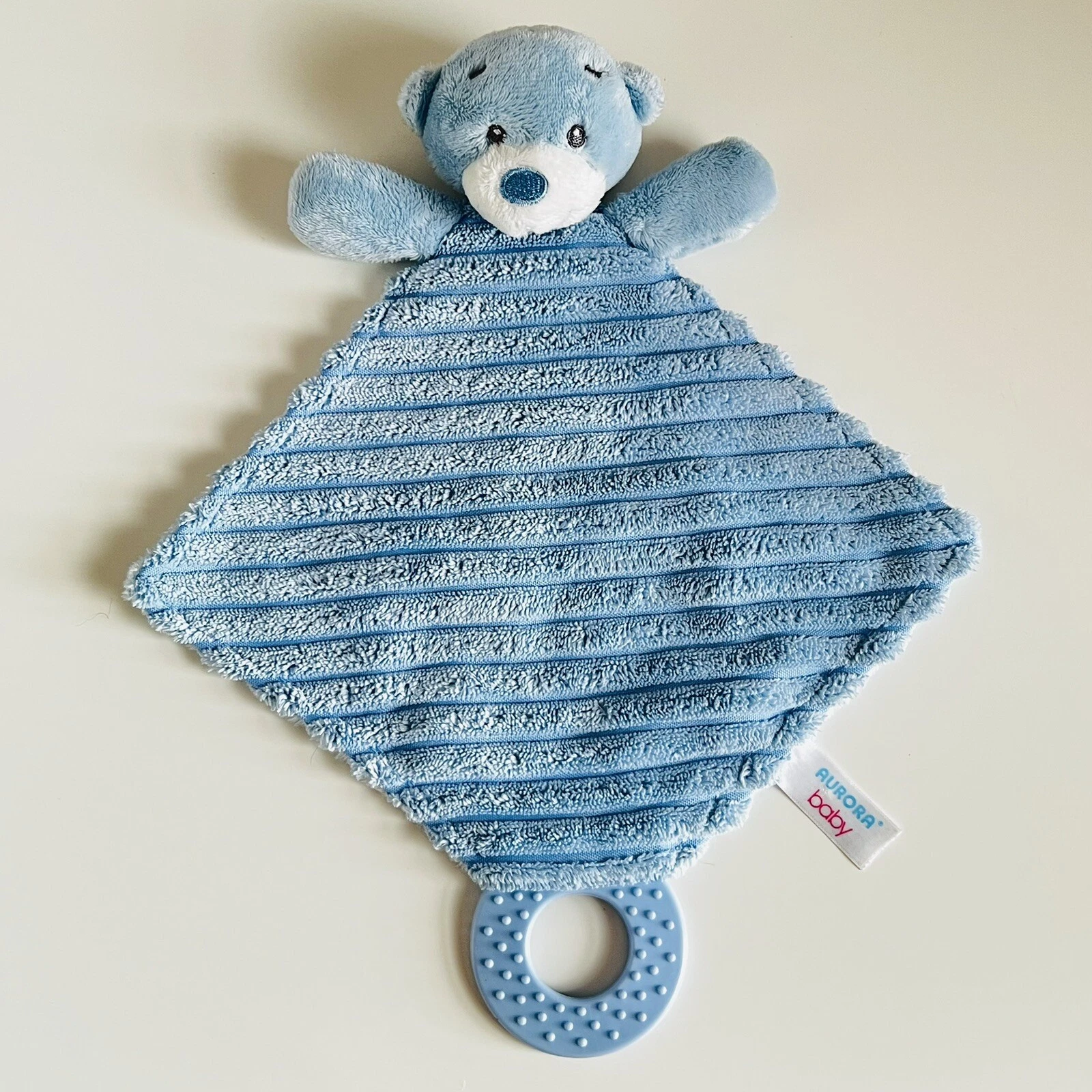 Aurora Baby Blue Teddy Bear Comforter Blankie Soother Plush Toy Teething Teether