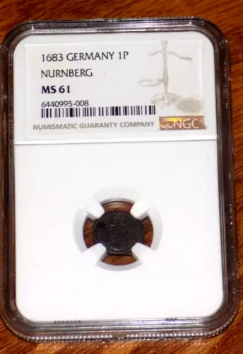 1683 GERMANY 1P Nurnberg Pfennig NGC MS61 MS 61 Certified Uncirculated Coin