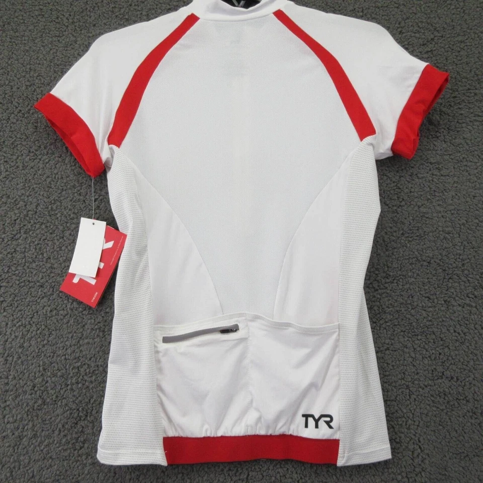 Camiseta deportiva de ciclismo TYR de carbono para hombre blanca roja VLO bolsillos cremallera ropa deportiva EE. UU. M nueva Foto 2 de 4