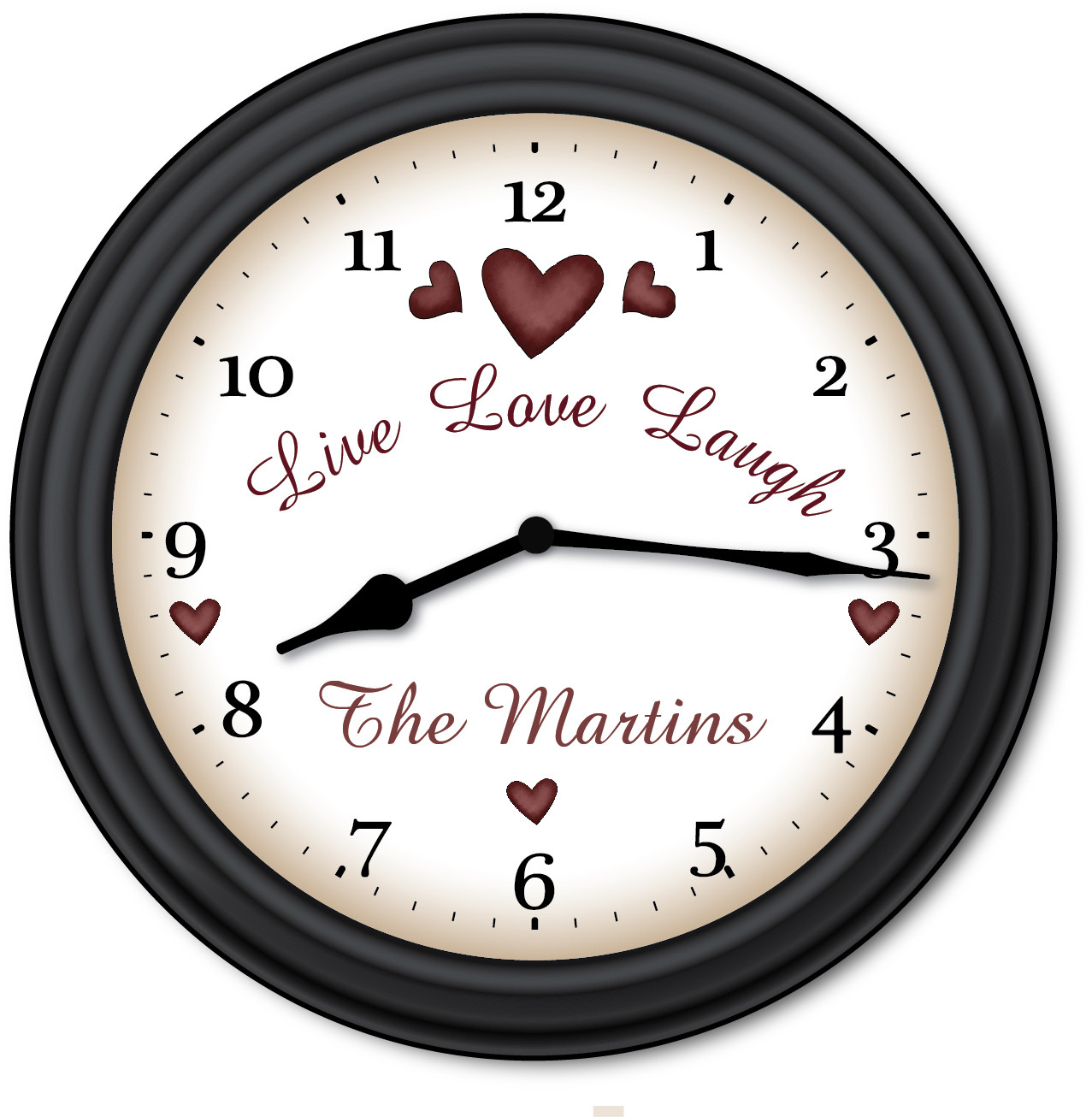 Live Love Laugh Family PERSONALIZED Wall Clock - Primitive Country Decor - GIFT