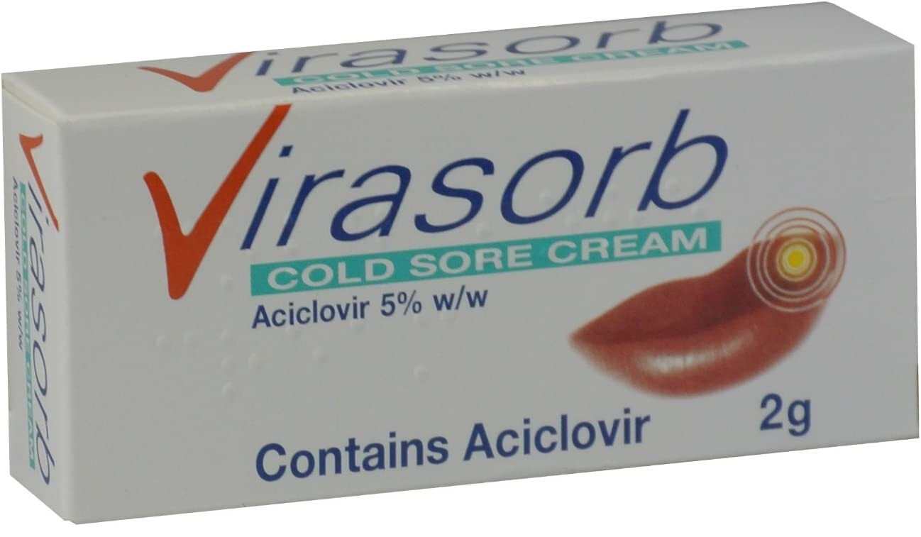 1 x Virasorb Cold Sore Cream 2g 5% w/w Lip Virus Treatment New