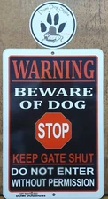 Metal Warning Keep Gate Shut Dog Sign For FENCE,Beware Of Dog 8"x12" Guard Dogs