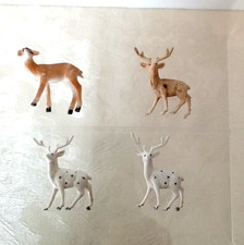 Vintage Lot of 4 Spotted Reindeer Small Celluloid MCM Hong Kong 2" Tall Plastic