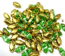 25 Pcs Swarovski 10x5mm Navette Peridot Craft Jewelry Repair Rhinestones Brass