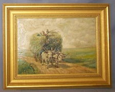 HORVATH PAINTING - OXEN & CART