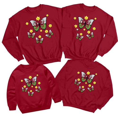 Wales Butterfly Daffodils Saint Davids Day Sweatshirt Cymru Flag Jumper #STDD - Picture 13 of 34