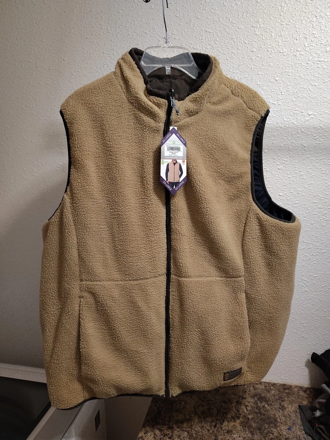 Free Country Mens Alpine Reversible Vest Navy Brown Size XXL MSRP 90$