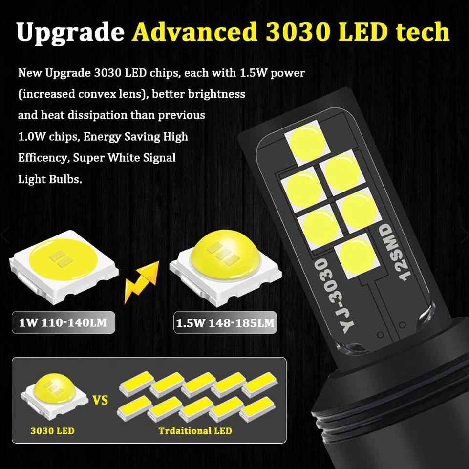 3157 15w High Super Bright Car LED Bulbs 3030 SMD Turn Signal/Brake/Tail Lights - Image 2 of 4