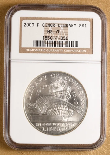2000 P Library of Congress Commemorative Silver Dollar NGC MS70