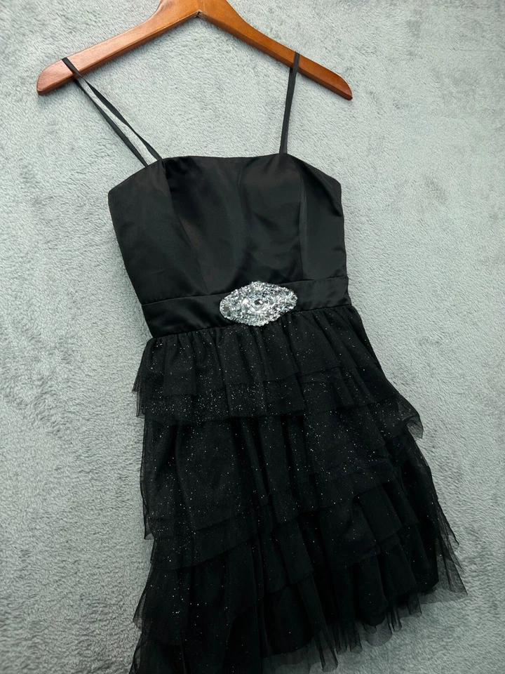 Adrianna Papell Dress Black Embellished Formal Party Size 1/2 Dress Strapless - Image 2 of 4