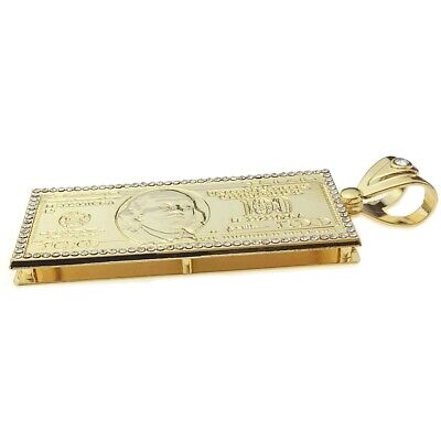 14k Gold Plated One Hundred Dollar Bill Pendant $100 Cash 14k Gold Plated One Hundred Dollar Bill Pendant $100 Cash