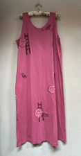 Vintage Rare Blue Fish One of A Kind Hand Painted Maxi Tank Dress Sz 1 Pink 80s