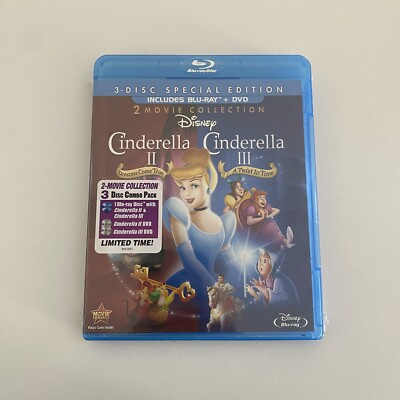 Cinderella II: Dreams Come True Cinderella III: Twist in Time Blu-Ray DVD Sealed