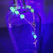 Miniature Uranium Glass Rosary, Uranium Glass Baby Rosary, 5 Inch Vaseline Glass