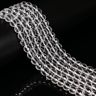 Clear Quartz Faceted Round Beads 3mm 4mm 6mm 8mm 10mm 12mm 14mm 15.5'' Strand