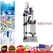 3L Lab Jacketed Glass Reactor 2 Layers Chemical Reaction Vessel 680r/min Digital