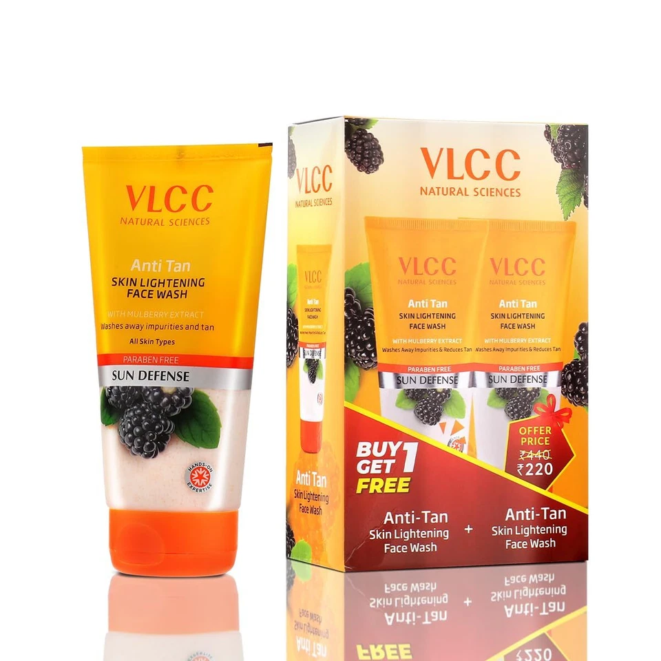 VLCC Anti Tan Face Wash 300ml (2x150ml) Mulberry Orange Peel All Skin Types - Image 3 of 4