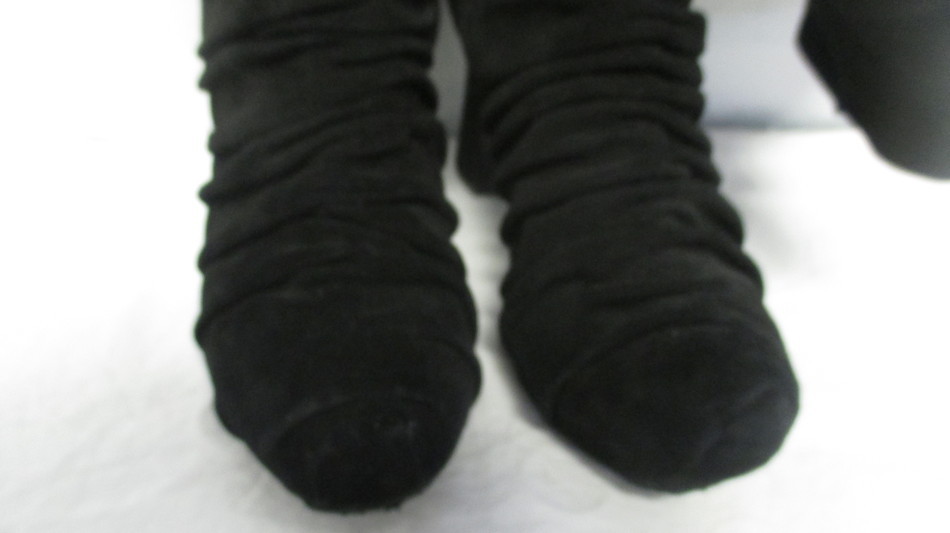 SAINT LAURENT YSL STIVALI AL GINOCCHIO SEXY AL GINOCCHIO NERI ARRICCIATI TAGLIA 37 US 7