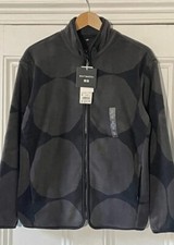 Marimekko Uniqlo Women’s Grey Black Kivet Spot Print Fleece Jacket M Uk 12 Eu 40