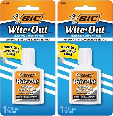 BIC Wite-Out Correction Fluid, White, 20mL |  2-Pack