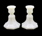 Pair of Vintage Anchor Hocking Milk Glass Taper Candle Holders