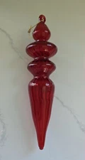 Melrose Red Glass Handblown Finial Drop Christmas Ornament 4 Tier