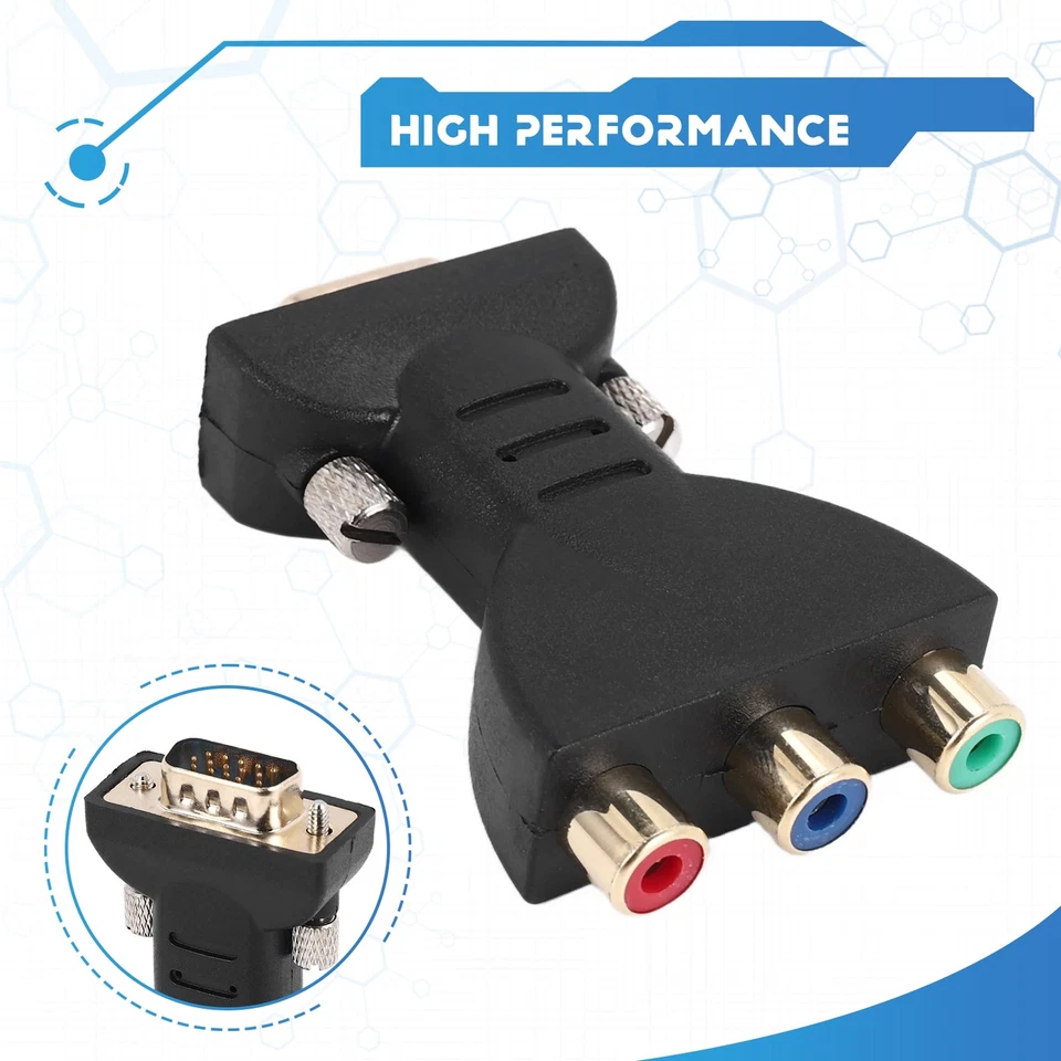 3 RGB Female to 15-Pin VGA Component Video Jack Adapter Conventer R2Q47219 - Image 2 of 4