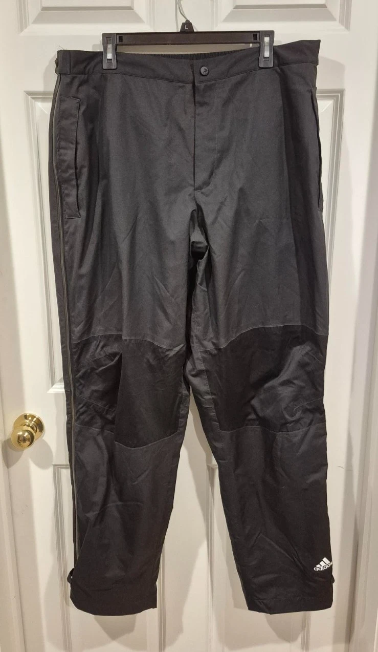 Adidas Mens Black Climaproof Storm Golf Lightweight Lined Rain Wind Pants XL
