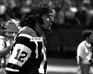 Joe Namath of the New York Jets Warms Up on the Sidelines Prior to a Game Photo