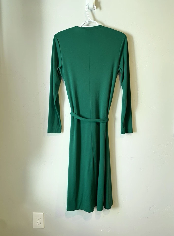 RARE Vintage Diane Von Furstenberg 70s/80s Green Dacron Knit Dress with Tie 12 - Image 4 of 4