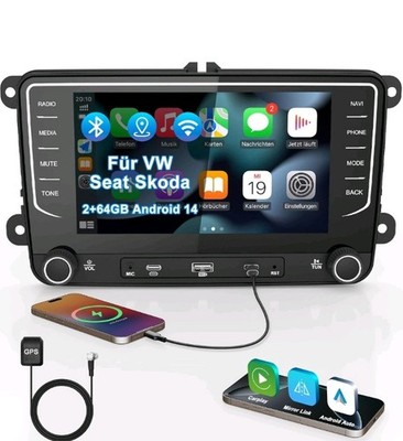 CarPlay Android Auto Autoradio 2DIN 7'' VW Golf 5/6 Passat Polo Skoda Seat Neu