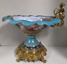 NEW Cherub Porcelain & Bronze Ornate Fruit Bowl Classical Rococo Design *Read
