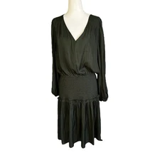 Grade & Gather Green Smocked Waist A-line Dress Women Size Large | 67-8