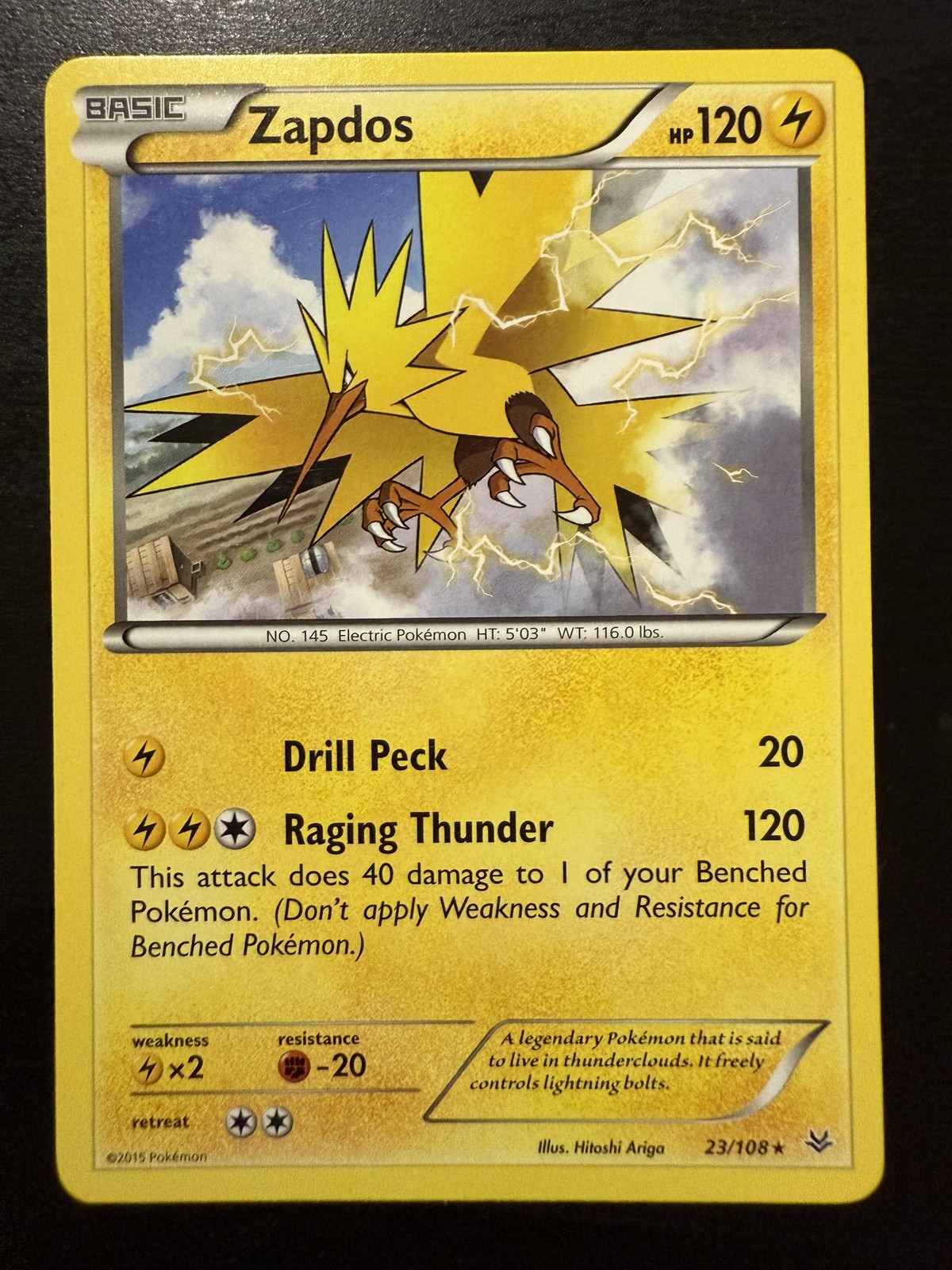 Zapdos 23/108 - XY - Roaring Skies - Rare - Pokemon TCG - LP
