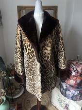 Vintage 1950s Leopard Print Fur Coat Size M