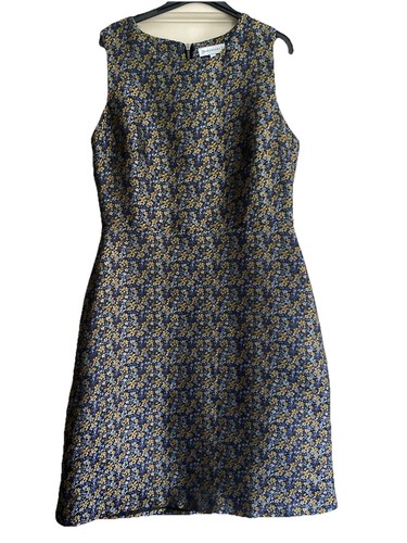 Warehouse Pinafore Shift Dress Size 10. Chest 34”, Length 36”. Metallic Look