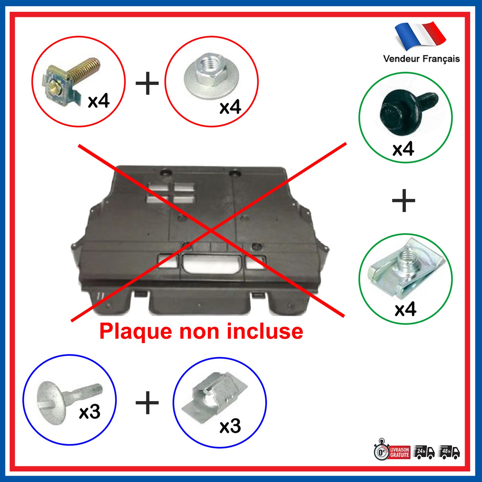 Fixation de cache sous moteur pour Citroën C4 et Peugeot 308 kit de clips complet en acier