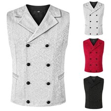 Fit Men's Button Suit Waistcoat Gothic Steampunk Victorian Cosplay Slim