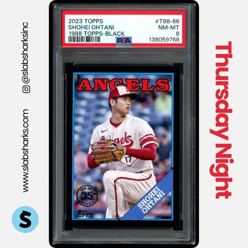 2023 TOPPS SHOHEI OHTANI 1988 BASEBALL 35TH ANNIVERSARY BLACK /299 PSA 8